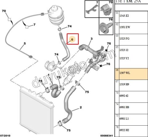Radyatör Ek Su depo Hortumu Alt P206 BENZ