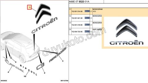 ARMA BAGAJ CITROEN C3AIR