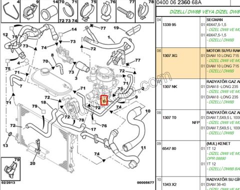 Radyatör Ek Su depo Hortumu 1.9D, 98/03 PRT1