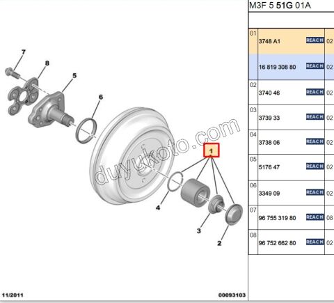 Arka Teker Rulmanı P2081 P301 C33 DS3 (KAMPANA)