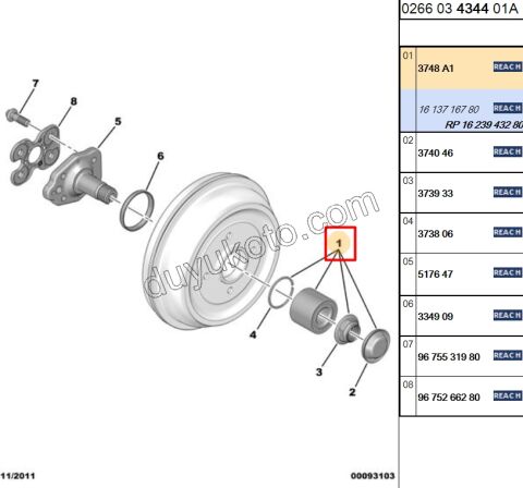 Arka Teker Rulmanı P2081 P301 C33 DS3 (KAMPANA)