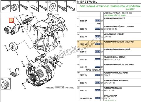 KUTUK RULMAN ALTER PRT1 Klimalı 1.9D, 1998/2003 TEK