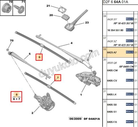 Ön Silgi Süpürgesi Takım P407 C6 70CM + 70CM