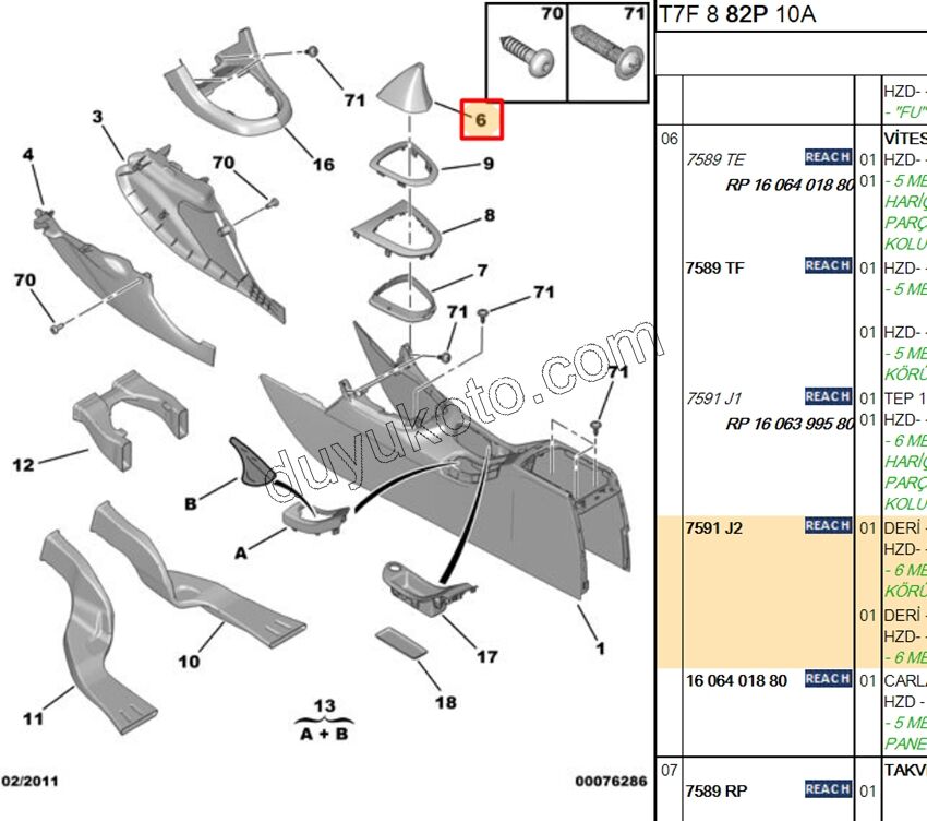 Vites Kolu Körüğü P3081 6 VITES