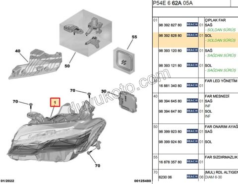 Peugeot 408 Far Sol (Ledli) 2023 Sonrası