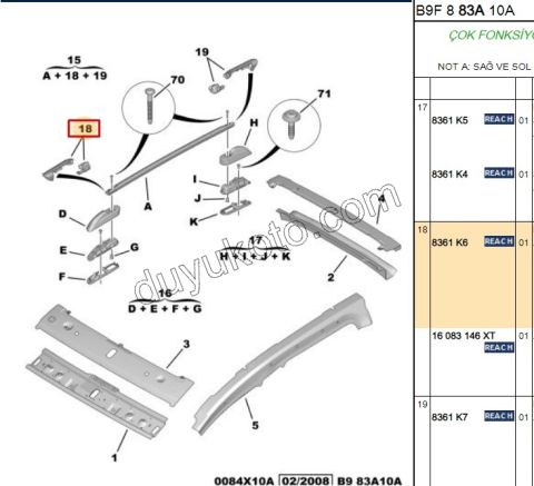 KAPAK KUCUK TAVAN BARI R/L ON CAM TAVAN PRT3