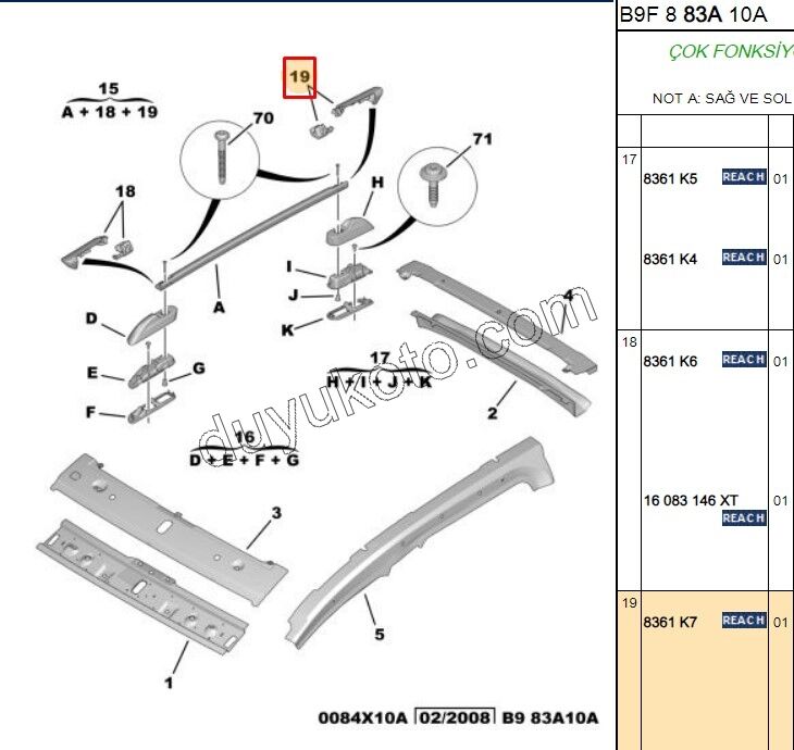 KAPAK KUCUK TAVAN BARI L ARKA CAM TAVAN PRT3
