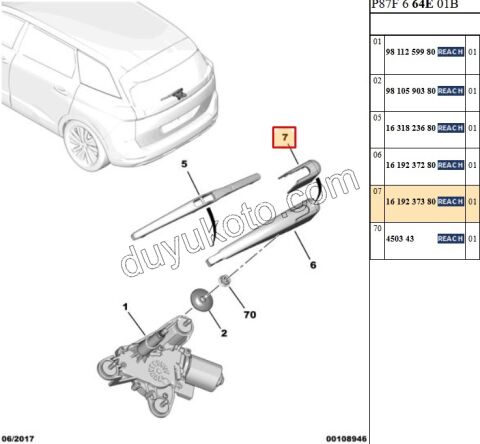 KAPAK ARKA CAM SILGI KOLU P3008