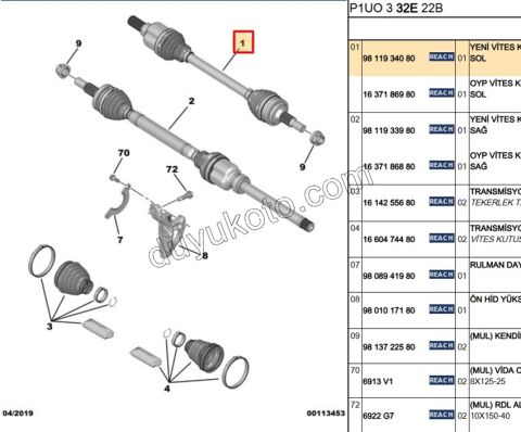 Aks Mili Sol P3008 GRDX AT6 ATN8 1.5HDİ Euro6