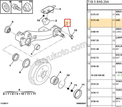 Arka Sağ Torsiyon Kolu   P206 1.4HDİ Euro4 02/11