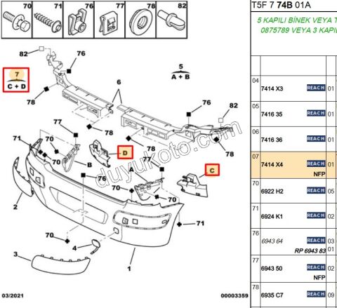 DARBE EMICI ARKA TAMPON TK P307 PLASTIK