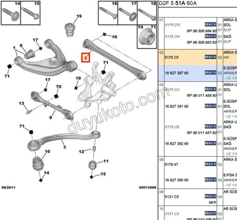 Arka Dingil Denge Kolu Sağ/Sol (Düz Tipi) P407 P5081 C53 C6