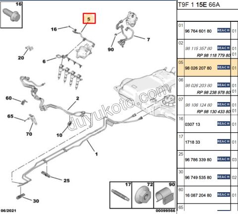 HORTUM YAKIT POMPA+GERI DONUS 1.6HDİ Euro6 D P301