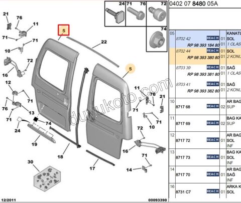 KAPI BAGAJ KAPAK L PRT1 PRT2 BR1 BR2 2P SILGI YOK