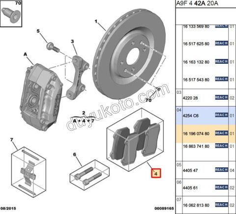 Fren Balatası Ön P2081 DS3