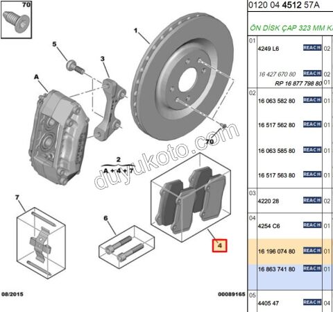 Fren Balatası Ön P2081 DS3