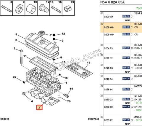 Silindir Kapak Contası TU5JP 1.6 8V 78.50MM CELIK