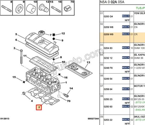 Silindir Kapak Contası U5JP 1.6 8V CELIK ( 1 FARKLI )