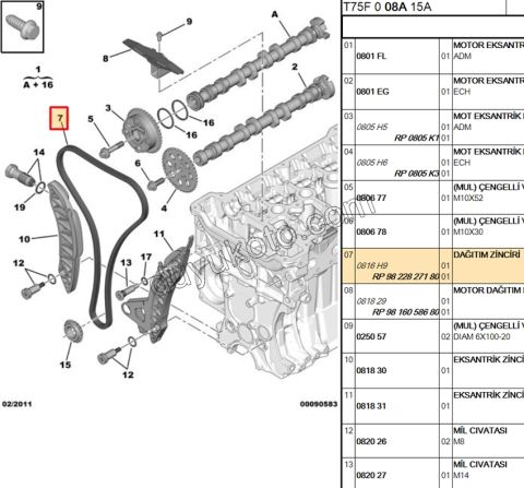 Eksantrik/Triger Zinciri 1.6VTi 120HP 1.6THP 175HP 156HP
