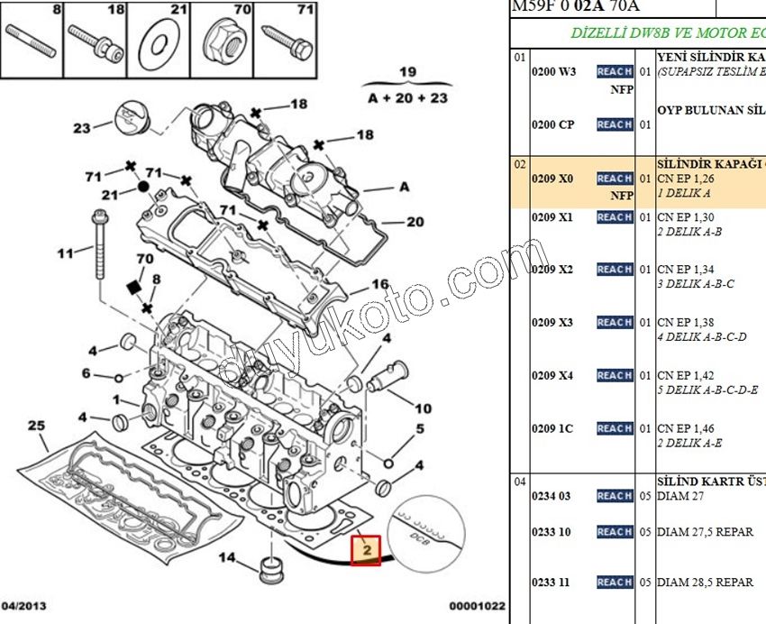 Silindir Kapak Contası 1.9D, 1998/2003 2+1 1.26MM