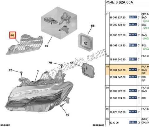 Peugeot 408 Far Bağlantı Ayağı Sağ 2023 Sonrası
