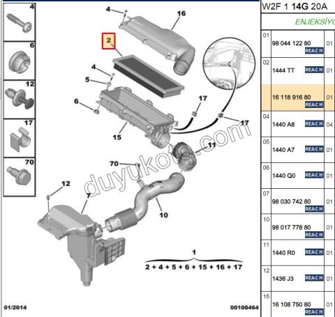 Peugeot 207 208 308 Hava Filtresi 156HP 1.6VTi 120HP THP P3001