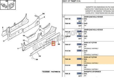 ETEK MARSBIYEL PLASTIK ARKA L C52 KROM+