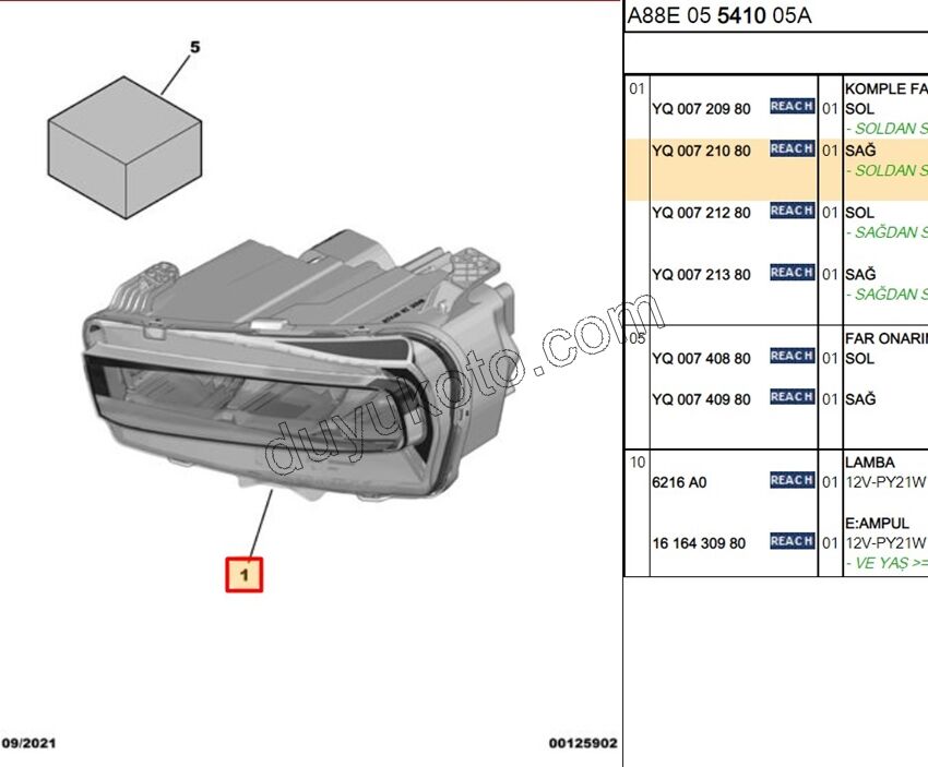 Citroen C3 Aircoss Far Sağ 2021/2023