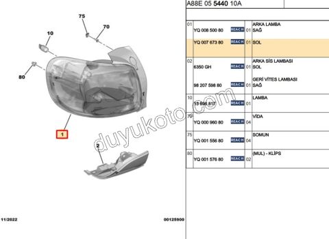Citroen C3 Aircoss Stop Lambası Sol 2021/2023