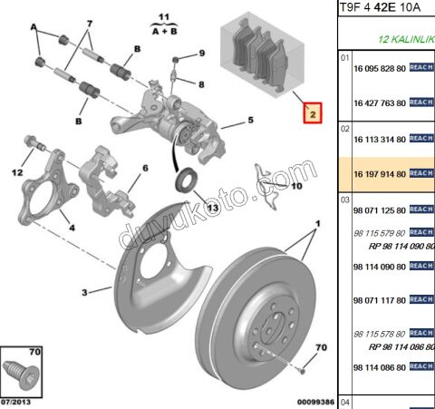 Fren Balatası Arka Tk P3082
