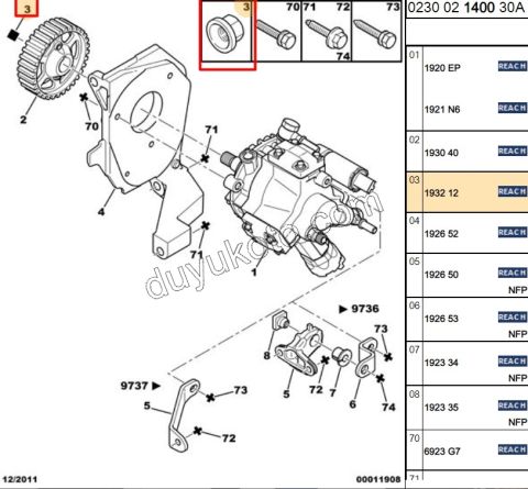 Mazot Pompası Kassnak Bağlantı Somunu   P107 C1 C2 C3