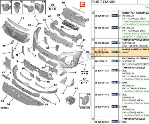Radyatör Üst Kaplama Contası (Lastik) P20082 P20082MQ