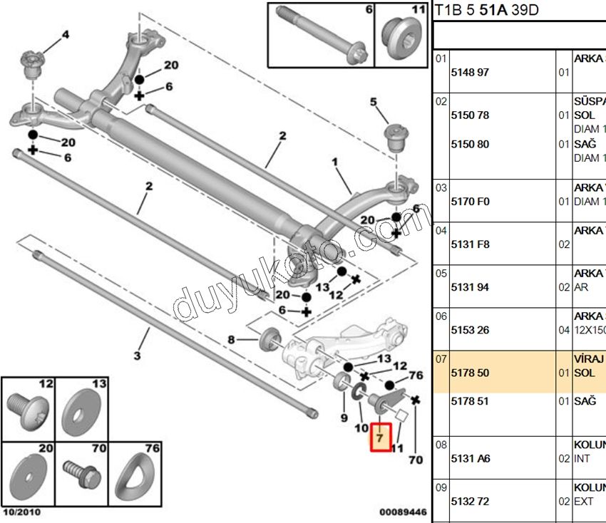SAC TORSIYON CUBUK KONTRA L P106 P206