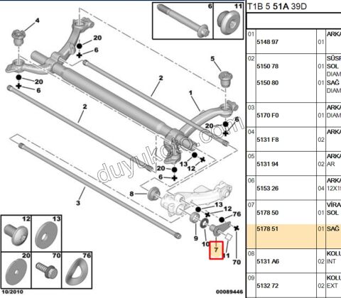 SAC TORSIYON CUBUK KONTRA R P106 P206
