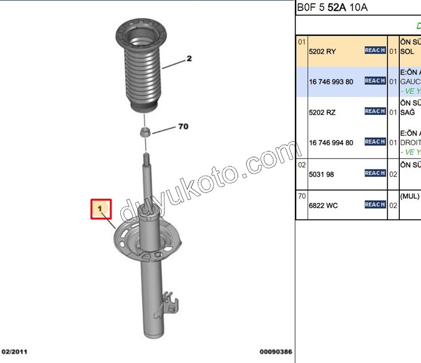 Ön Sol Amortisör P107 1.4HDİ Euro4 02/11