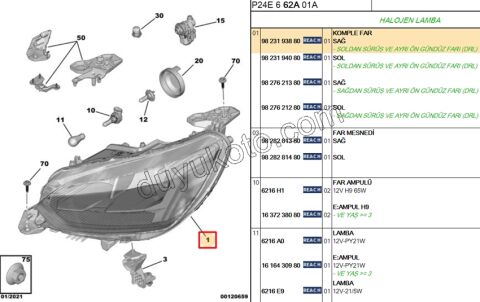 Peugeot 208 2008 Far Sol HALOJEN 2019/2023