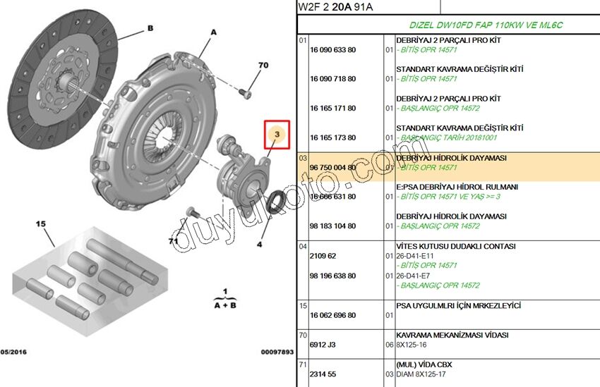 RULMAN DEBRIYAJ HIDR DW10FD 6 VIT EXP4