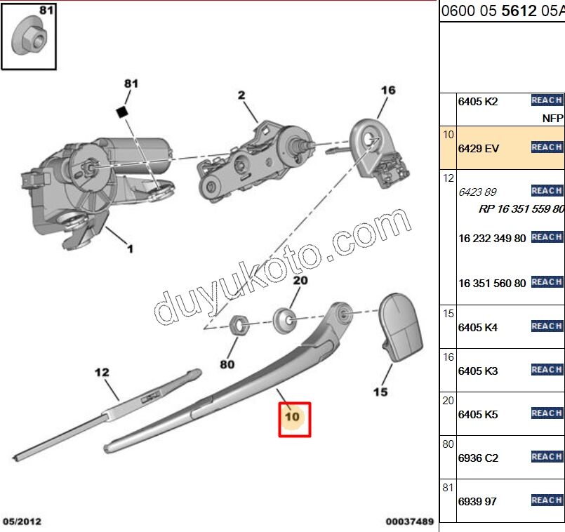 KOL CAM SILGI ARKA C4PC1 PLASTIK