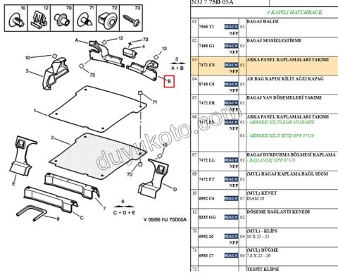 KAPLAMA ARKA BAGAJ IC BAKALIT L P306