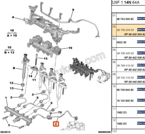 Mazot Pompası ile Enjektör Rampası ara Boru DW10F DW12R
