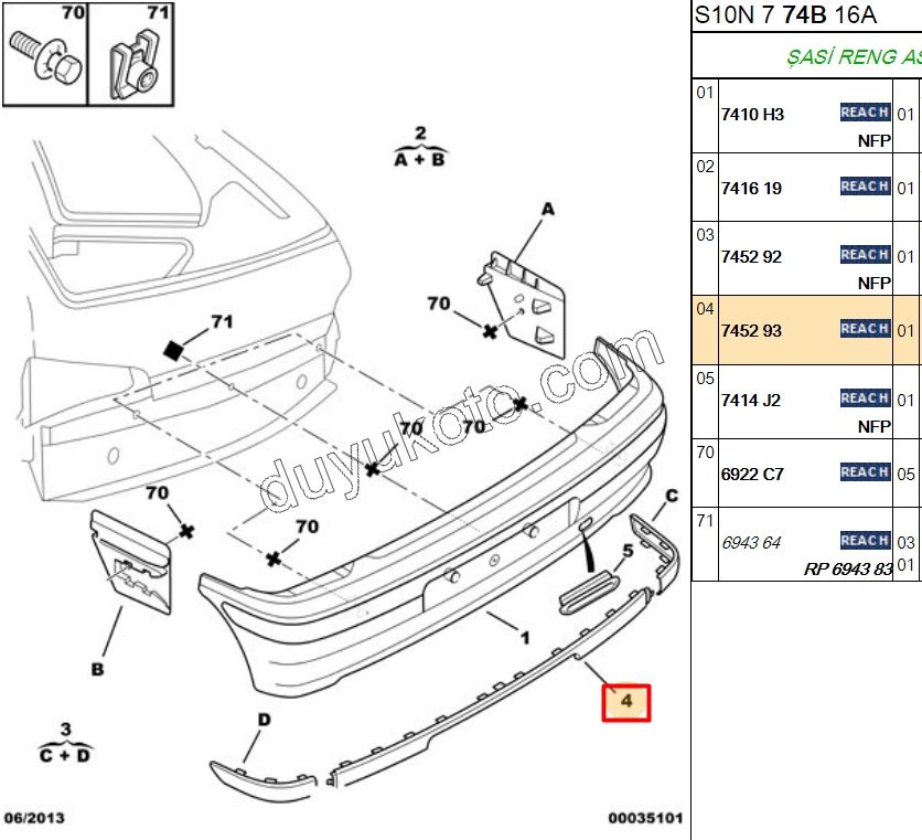 Arka Tampon Orta   Süs Çıtası   YM P106