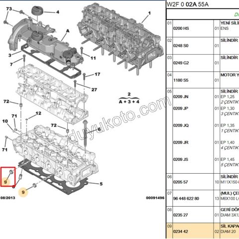 Silindir Kapak Tapası    1.4HDİ/1.6HDİ Euro4 1.6HDİ Euro6 1.5HDİ Euro6 EW 20MM