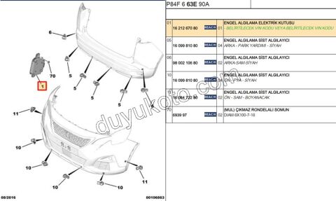 BEYIN PARK SENSOR ELEKTRONIK UNITESI P30082