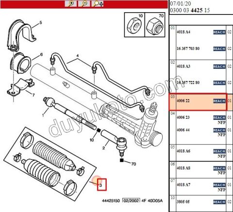 Direksiyon Körüğü HID TK R/L BXR1 BXR2