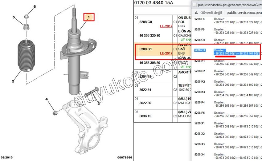 Ön Sağ Amortisör DS3 C33