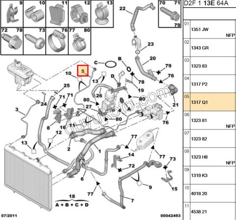 Radyatör Ek Depo ile Elektrovana Arası Hortum 2.0HDİ 16V 136HP P407