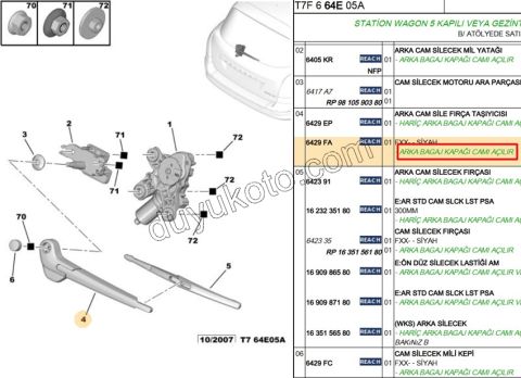 KOL ARKA CAM SILGI P3081SW ARKA CAM ACILIR