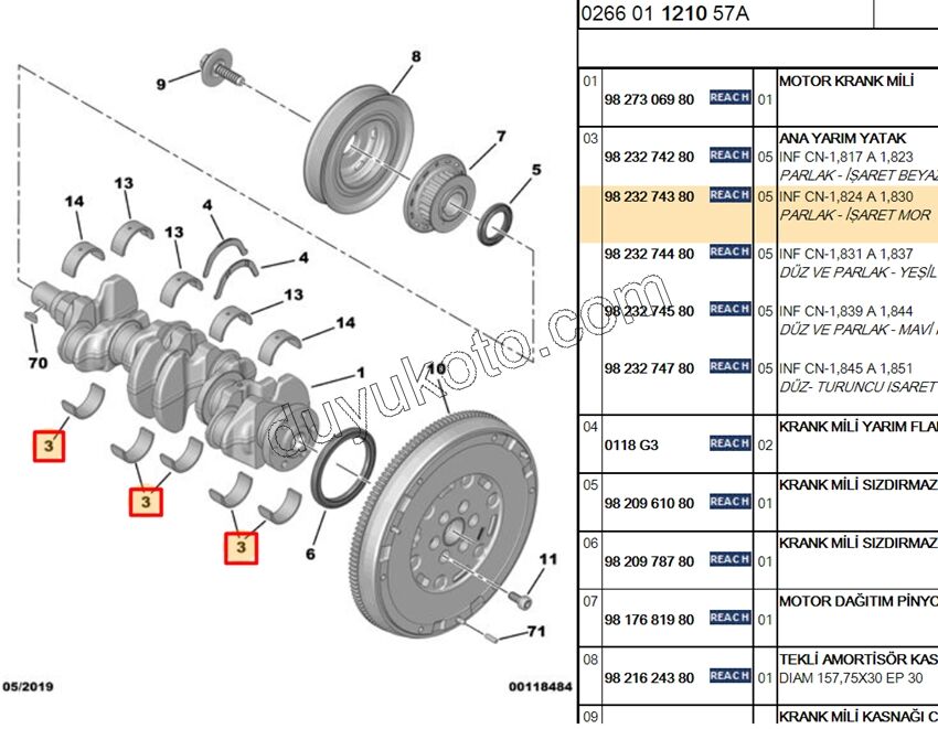 ANA YATAK ALT X 5AD 1.5HDİ Euro6 INF CN-1,824 A 1,830