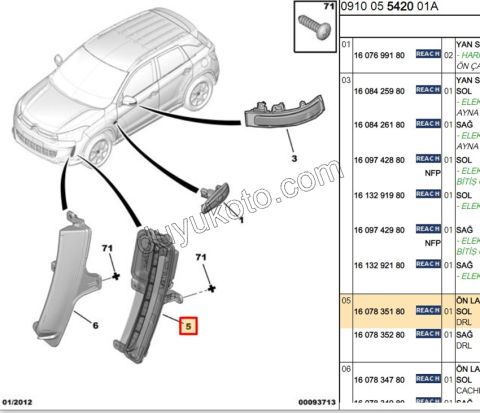 Citroen C4 Aırcross LED GUNDUZ FAR DRL L 2012/2017