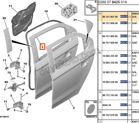Sol Arka Kapı Komple P301 CELY 2014>